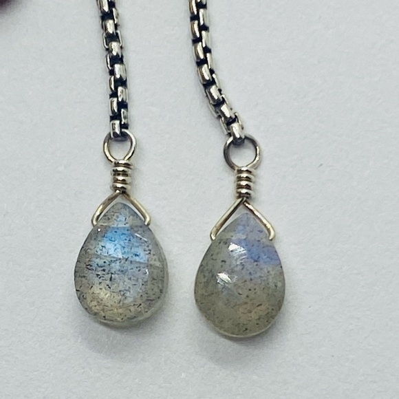 David Yurman Multi-Stone Pearl Sterling Silver Drop Earrings 18K 750 - Picture 10 of 12